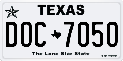 TX license plate DOC7050