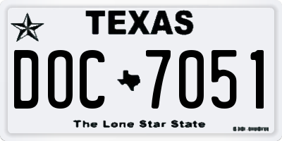 TX license plate DOC7051