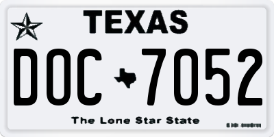 TX license plate DOC7052