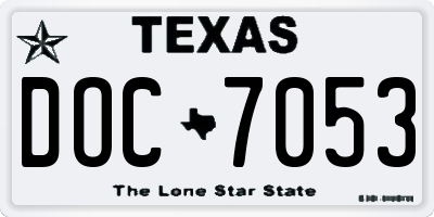TX license plate DOC7053