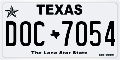 TX license plate DOC7054