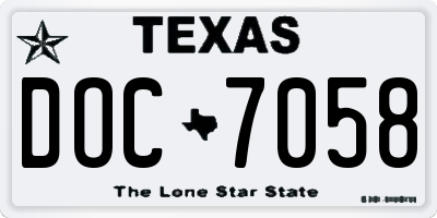 TX license plate DOC7058