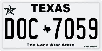 TX license plate DOC7059