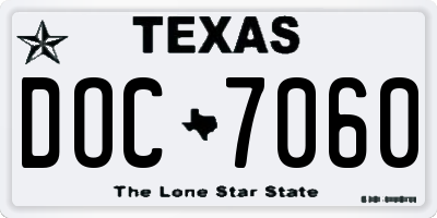 TX license plate DOC7060