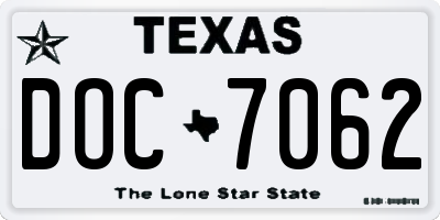 TX license plate DOC7062