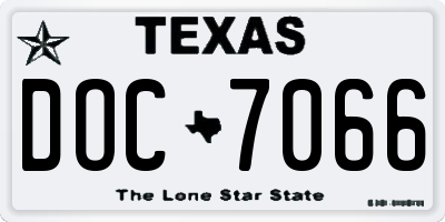 TX license plate DOC7066