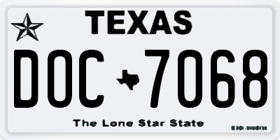 TX license plate DOC7068