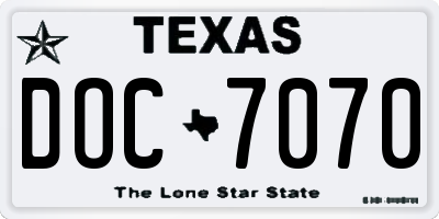 TX license plate DOC7070