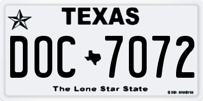 TX license plate DOC7072