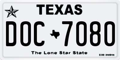 TX license plate DOC7080