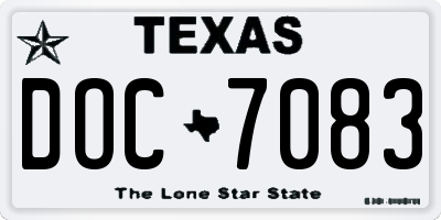 TX license plate DOC7083
