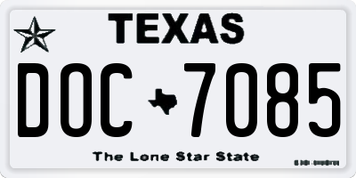 TX license plate DOC7085