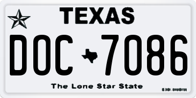 TX license plate DOC7086