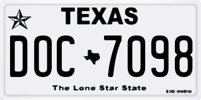 TX license plate DOC7098