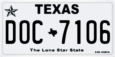 TX license plate DOC7106