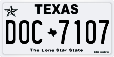 TX license plate DOC7107