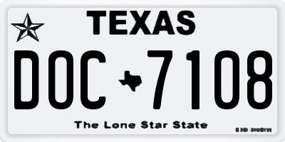 TX license plate DOC7108