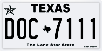 TX license plate DOC7111
