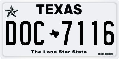 TX license plate DOC7116
