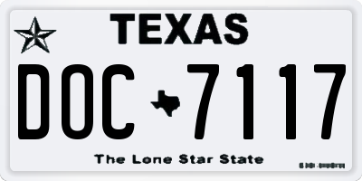 TX license plate DOC7117