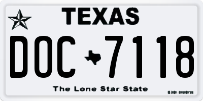 TX license plate DOC7118