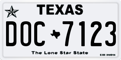 TX license plate DOC7123