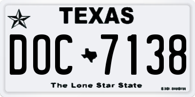 TX license plate DOC7138