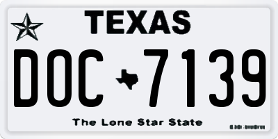 TX license plate DOC7139