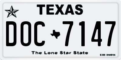 TX license plate DOC7147