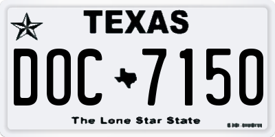 TX license plate DOC7150