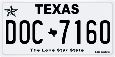 TX license plate DOC7160