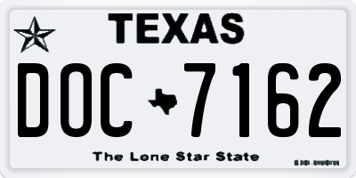 TX license plate DOC7162