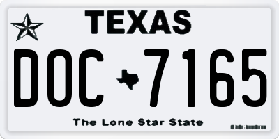 TX license plate DOC7165