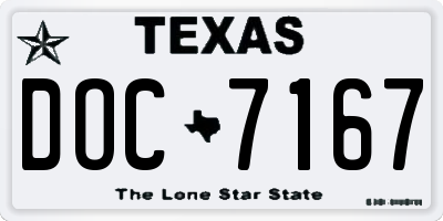 TX license plate DOC7167