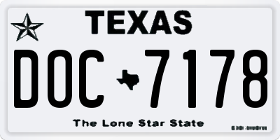 TX license plate DOC7178
