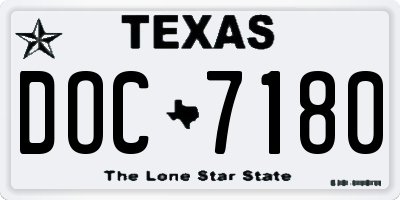 TX license plate DOC7180