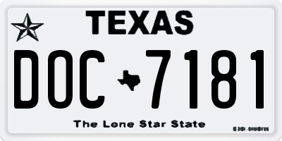 TX license plate DOC7181