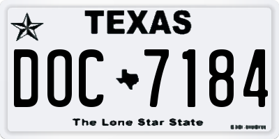 TX license plate DOC7184