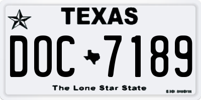 TX license plate DOC7189