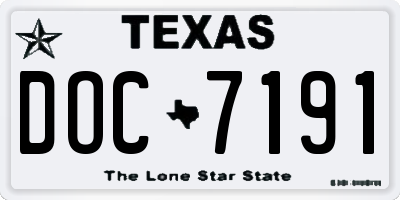 TX license plate DOC7191