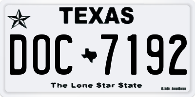 TX license plate DOC7192