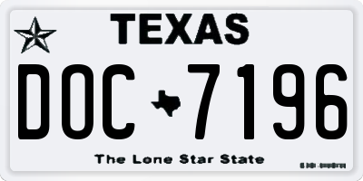 TX license plate DOC7196
