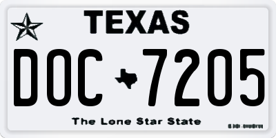 TX license plate DOC7205