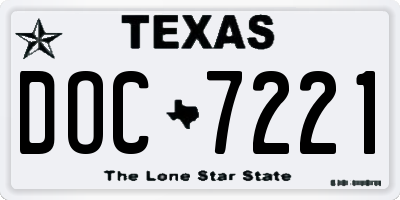 TX license plate DOC7221
