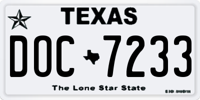 TX license plate DOC7233