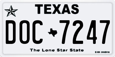 TX license plate DOC7247