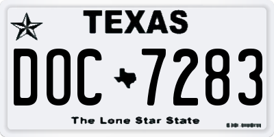 TX license plate DOC7283