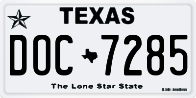 TX license plate DOC7285