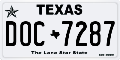 TX license plate DOC7287
