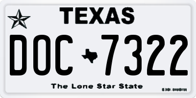 TX license plate DOC7322